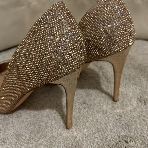NWT steve madden rose gold rhinestone studded heels - Picture 5 of 7